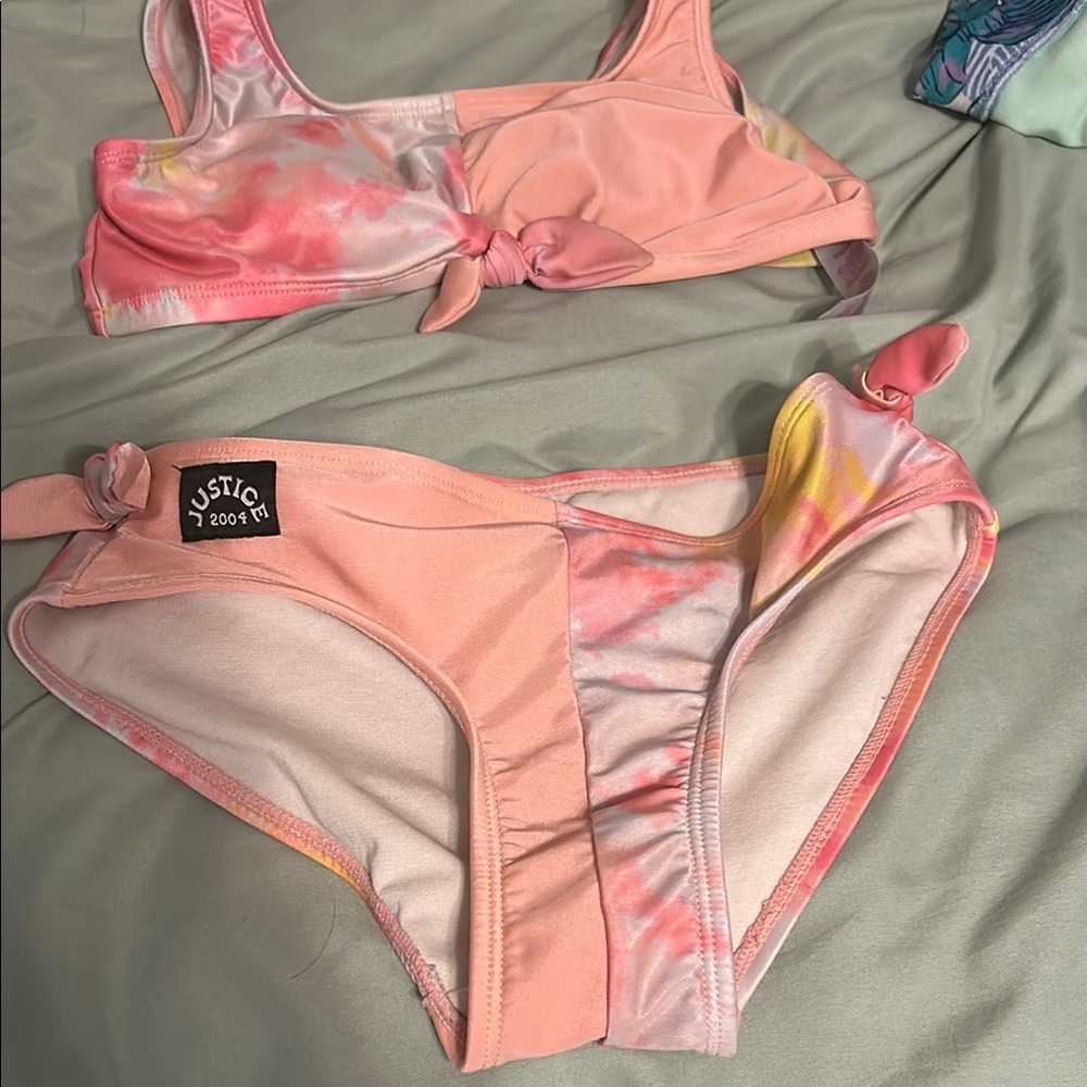 Pink and Yellow Tie-Dye Bikini Set